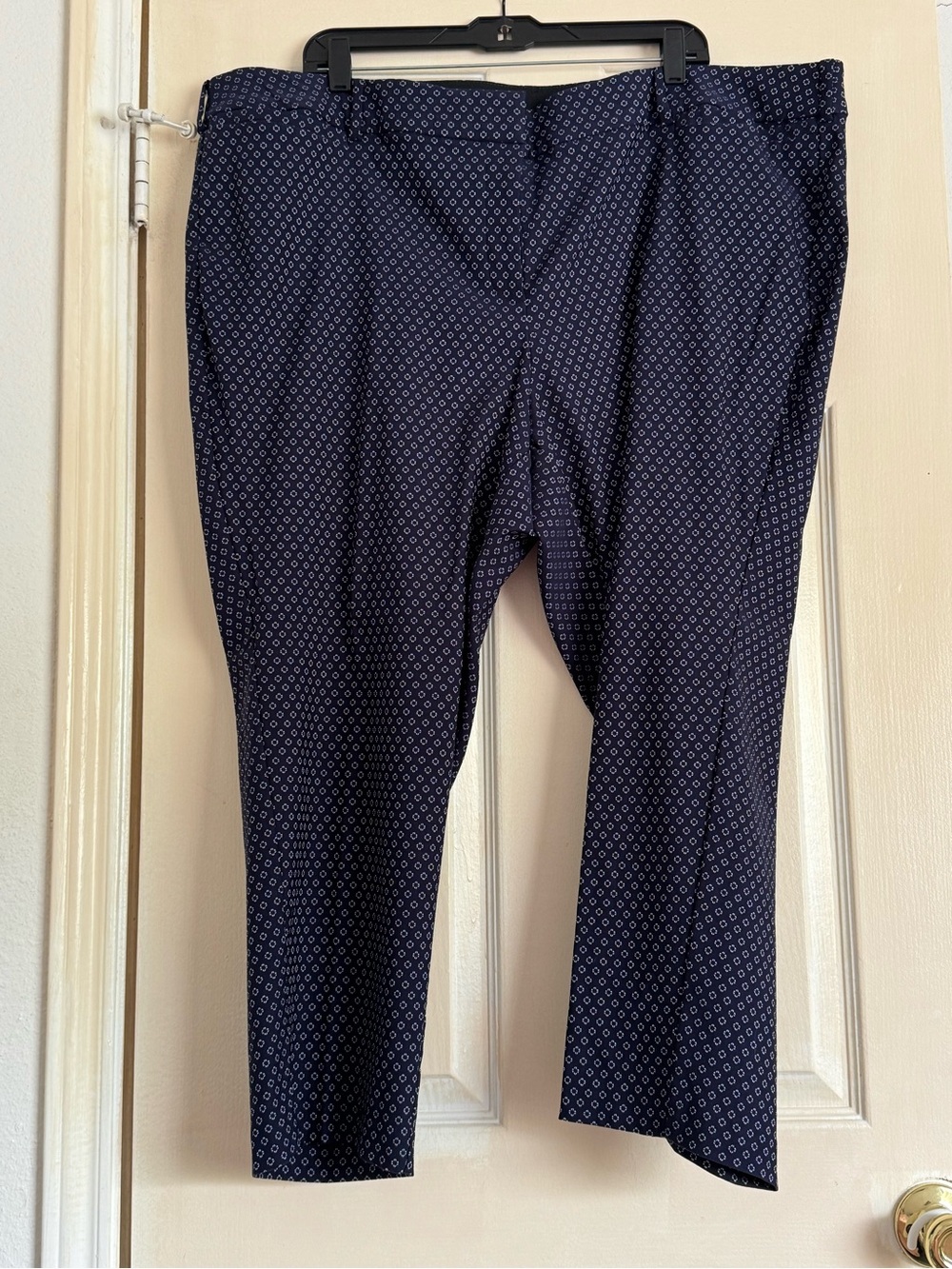 Lane Bryant Navy Geometric Print Ankle Pants